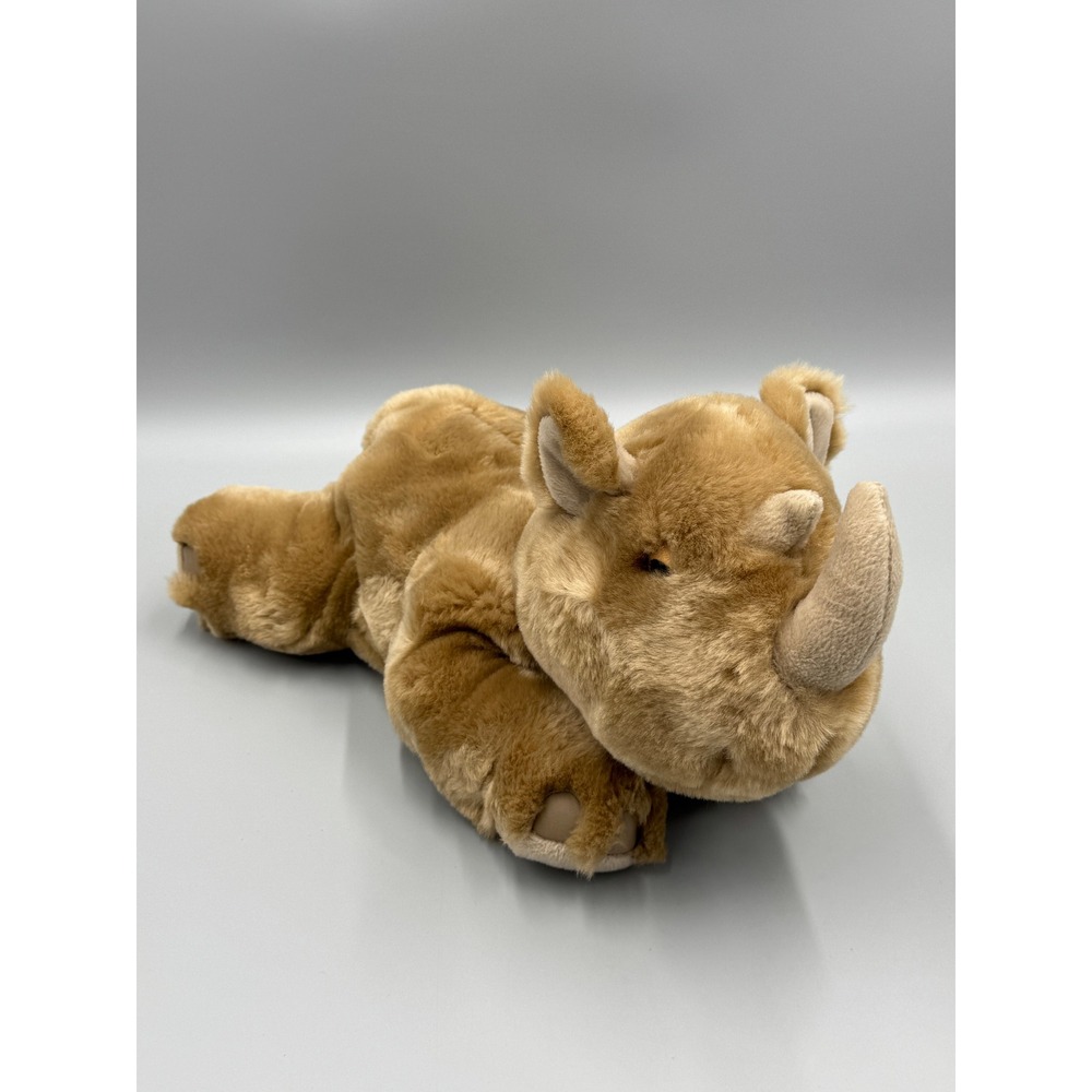 Vintage 2000 Animal Alley Rhinoceros Plush Stuffed Animal Tan Rhino 15 Inch